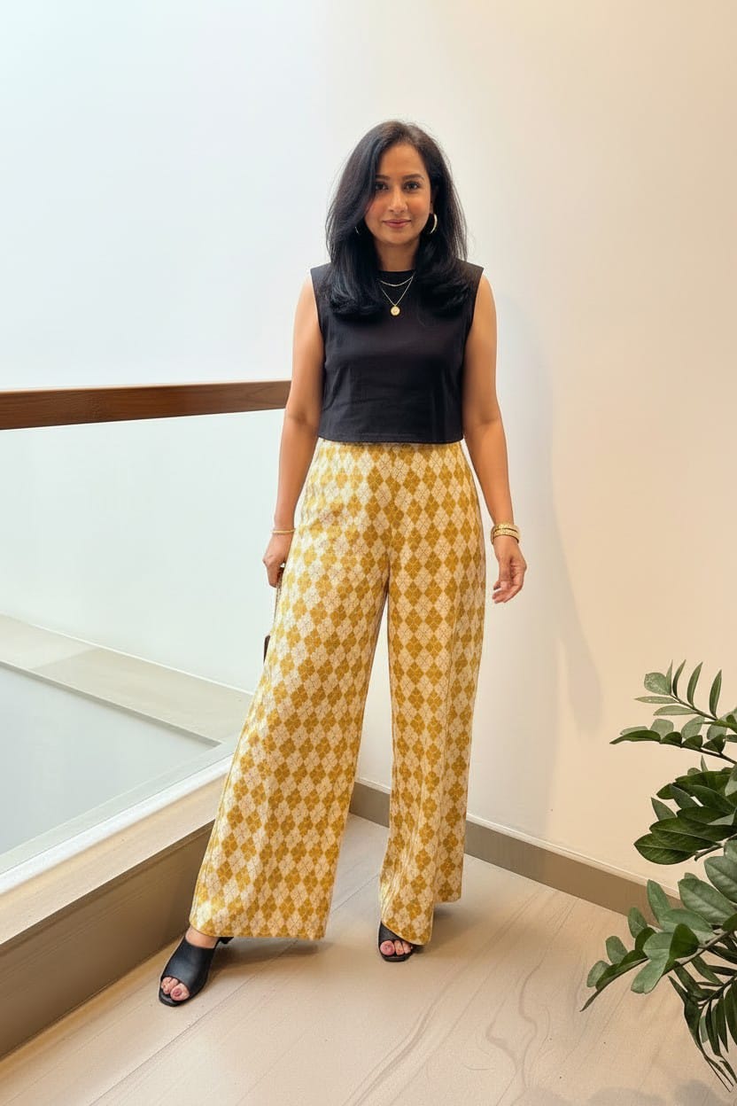 Mustard Print Palazzo Pant