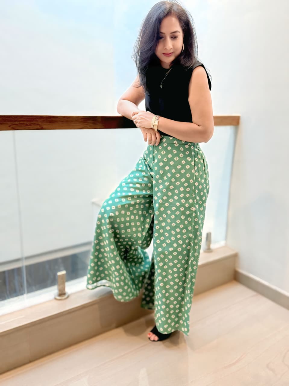 Green Wide Leg Palazzo Pant