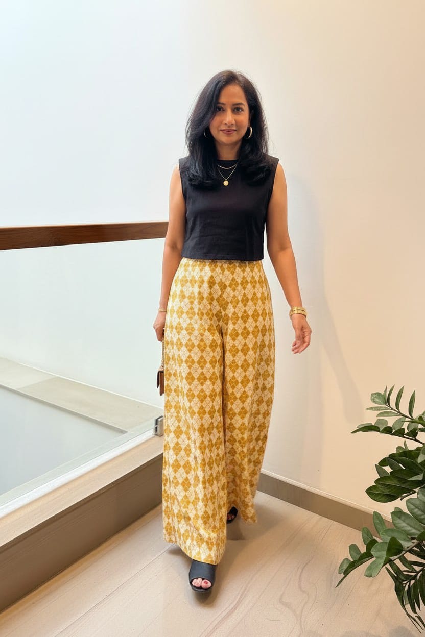 Mustard Print Palazzo Pant