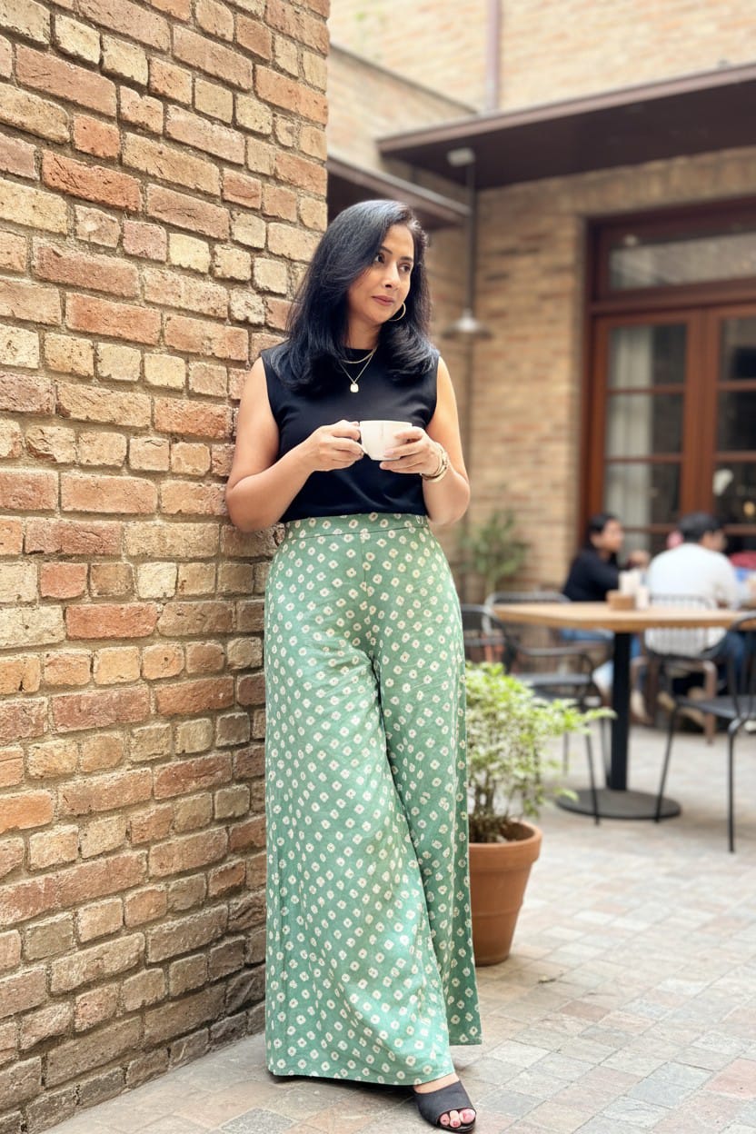 Green Wide Leg Palazzo Pant