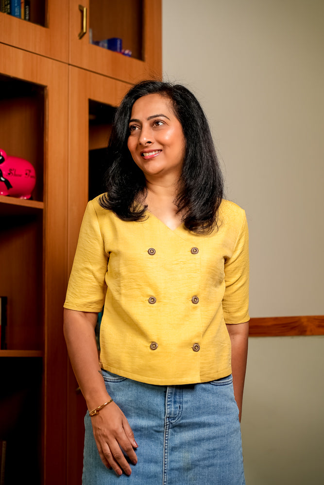 Soft Mustard Yellow Button Down Top