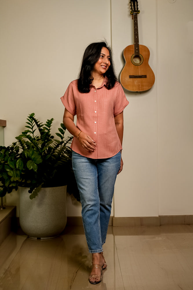 Soft Dusty Pink Relaxed Button Shirt