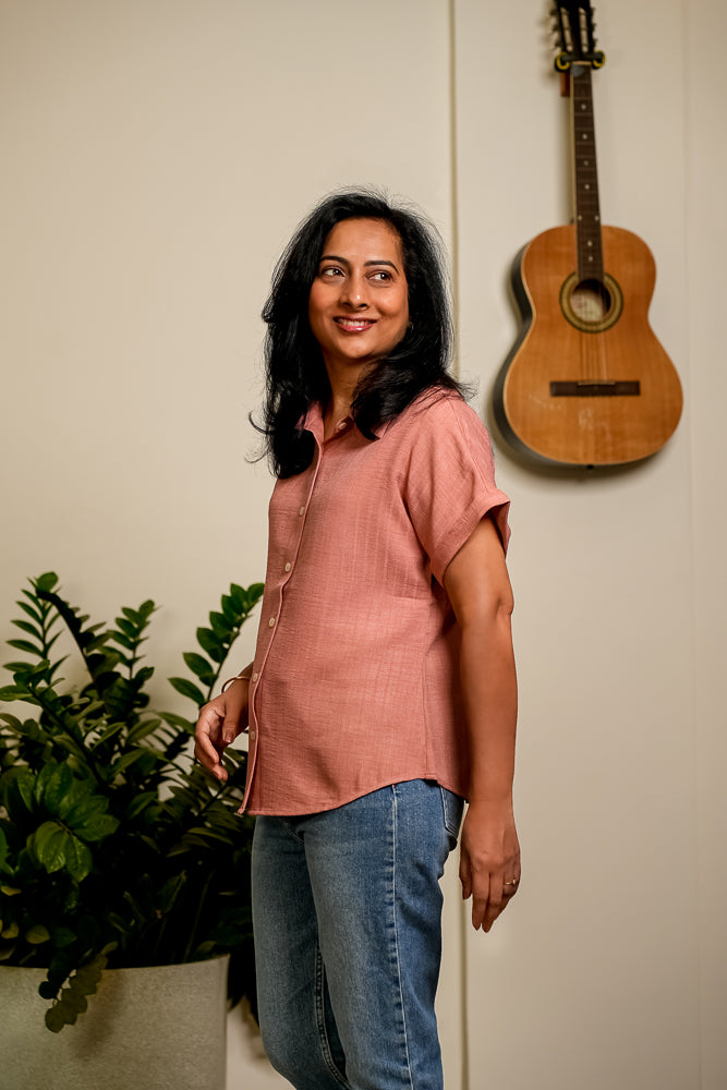 Soft Dusty Pink Relaxed Button Shirt