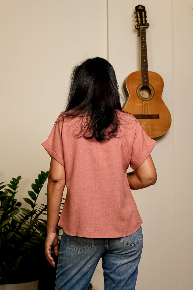 Soft Dusty Pink Relaxed Button Shirt