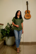 Olive Green Relaxed Button Shirt