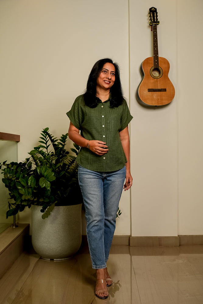 Olive Green Relaxed Button Shirt