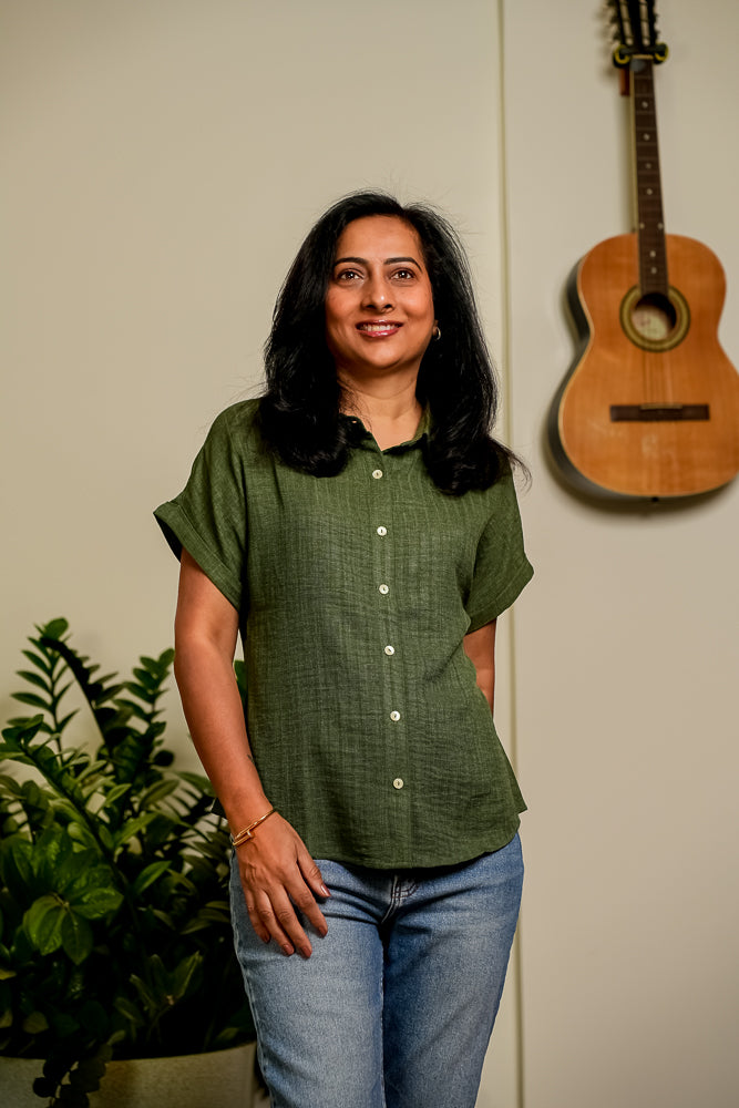 Olive Green Relaxed Button Shirt