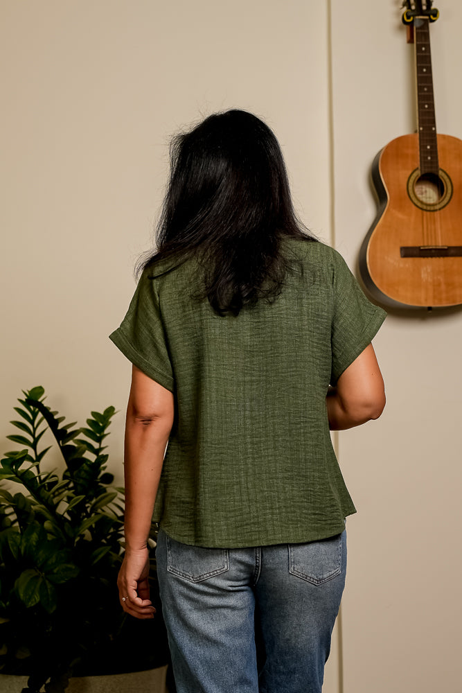 Olive Green Relaxed Button Shirt