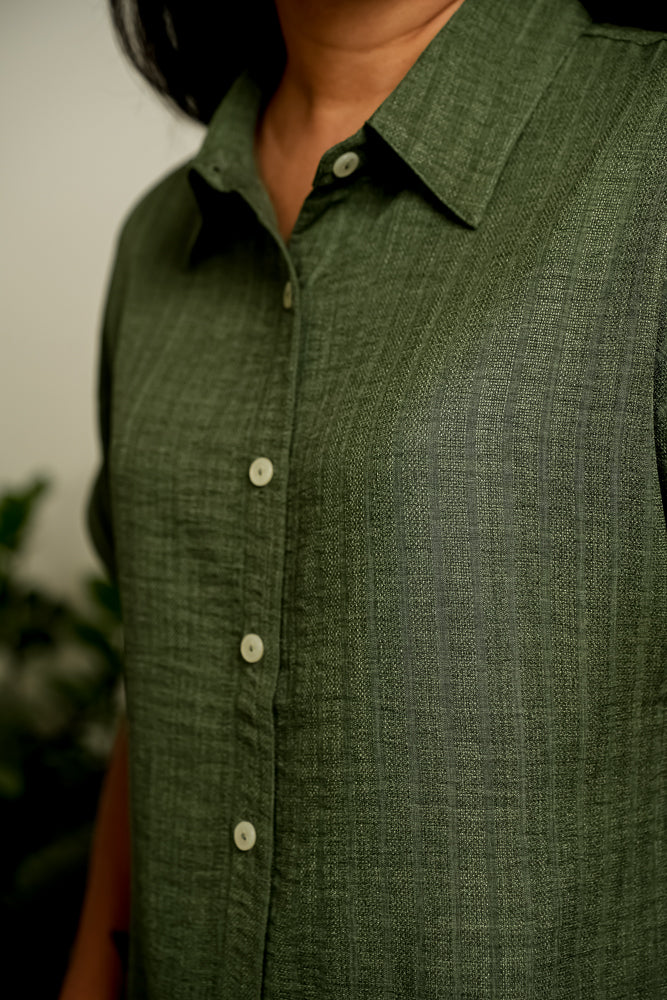 Olive Green Relaxed Button Shirt