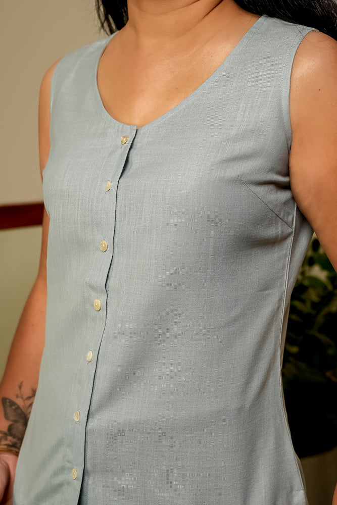 Cotton Sleeveless Powder Blue Top