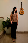Cotton Sleeveless Brown Top