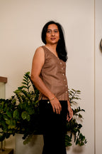 Cotton Sleeveless Brown Top