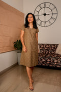 Earthy Brown Cotton Casual Midi Dress