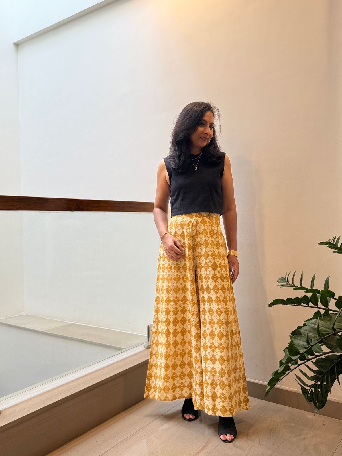 Mustard Print Palazzo Pant