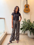 Black Shirt & Gold Motif Tailored Pants Co-ord Set