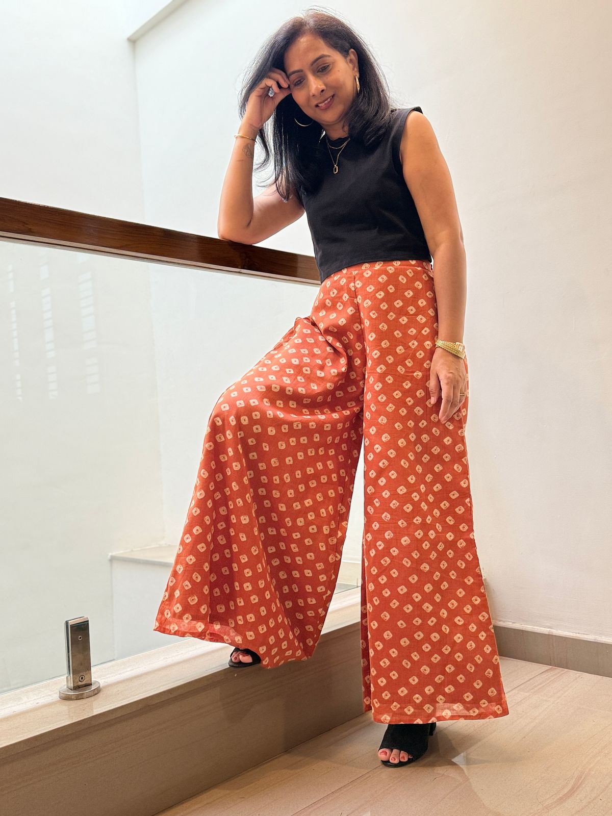 Rust Bloom Wide Leg Palazzo Pant