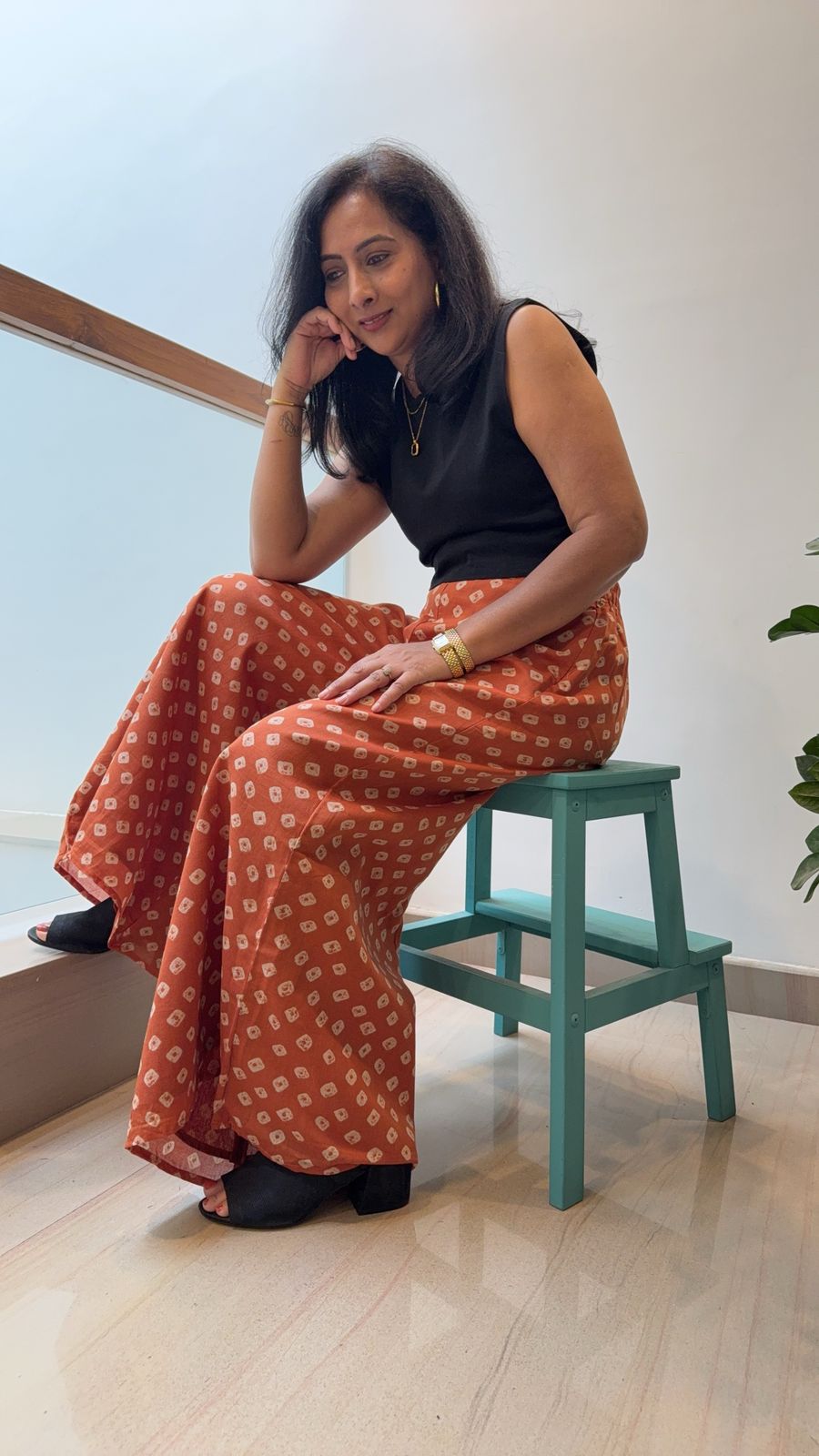 Rust Bloom Wide Leg Palazzo Pant