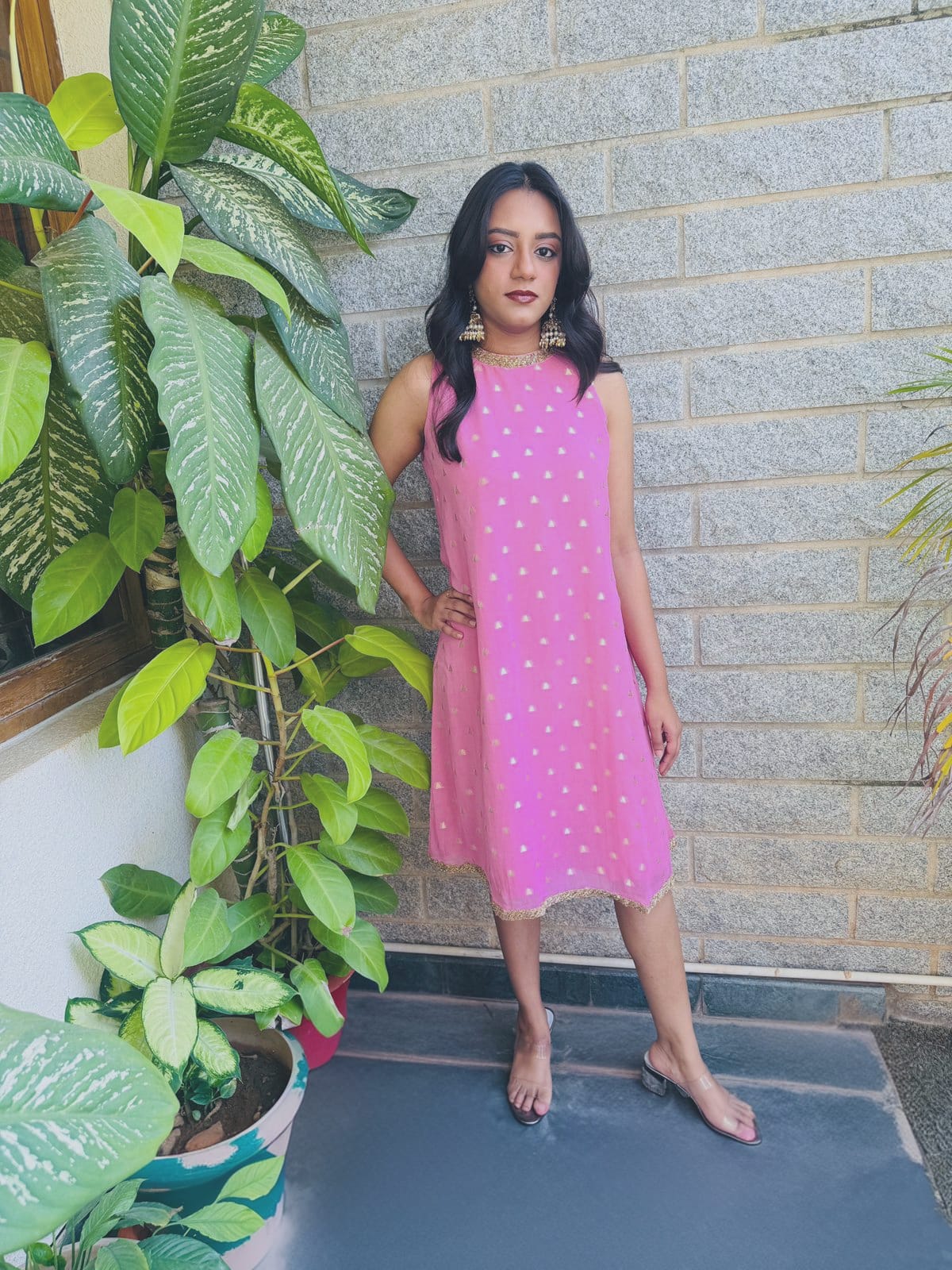 Blush Pink Embellished Shift Dress