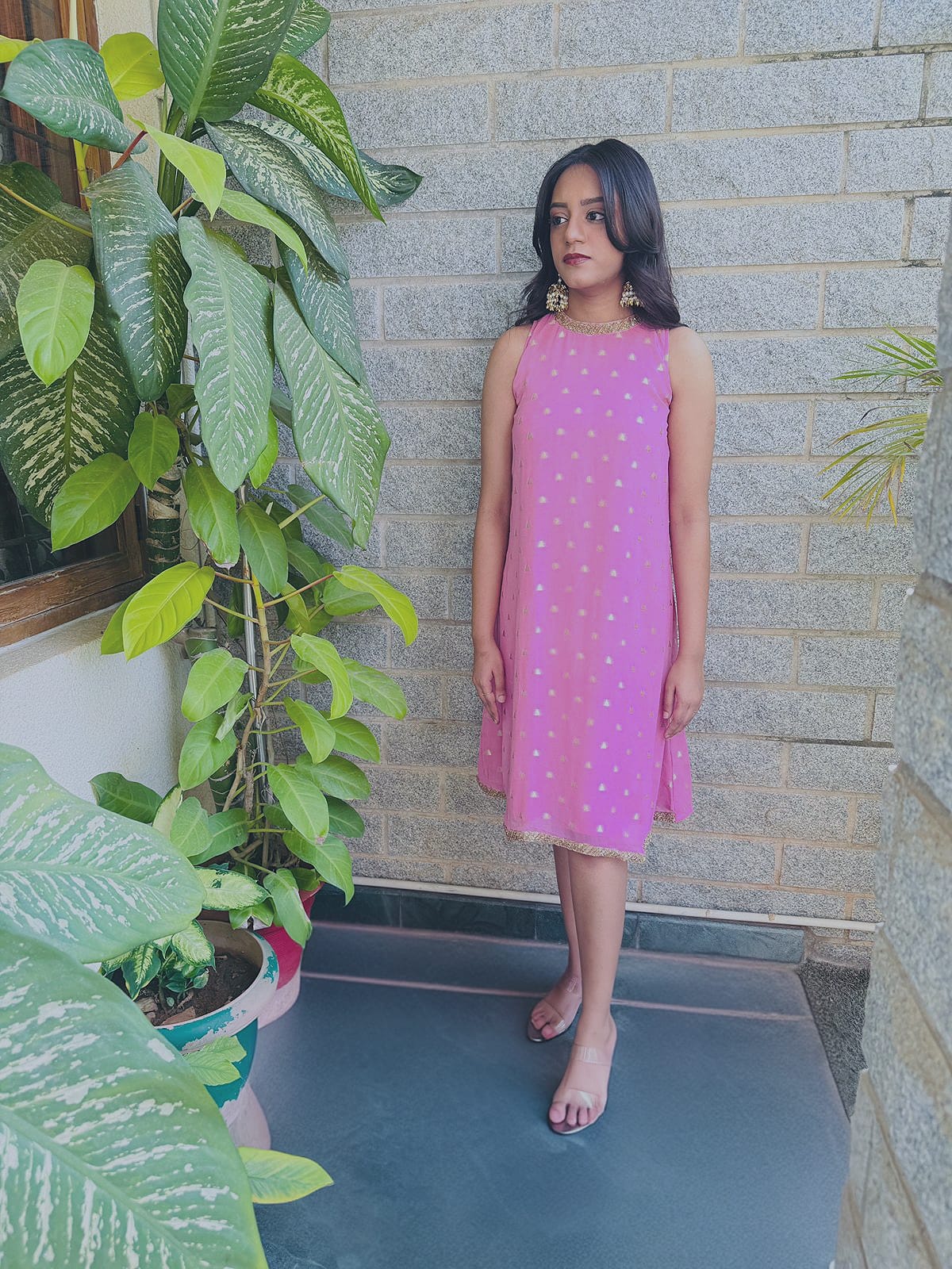 Blush Pink Embellished Shift Dress