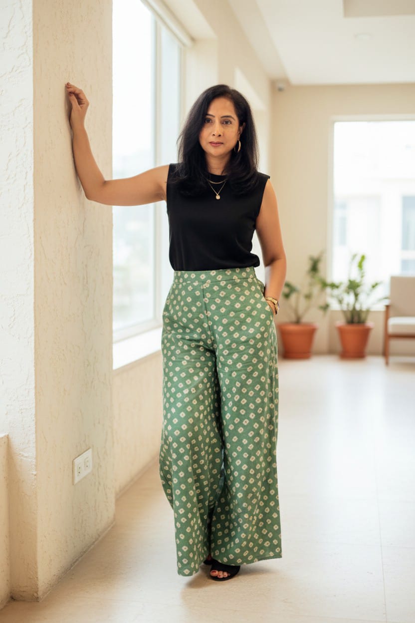 Green Wide Leg Palazzo Pant