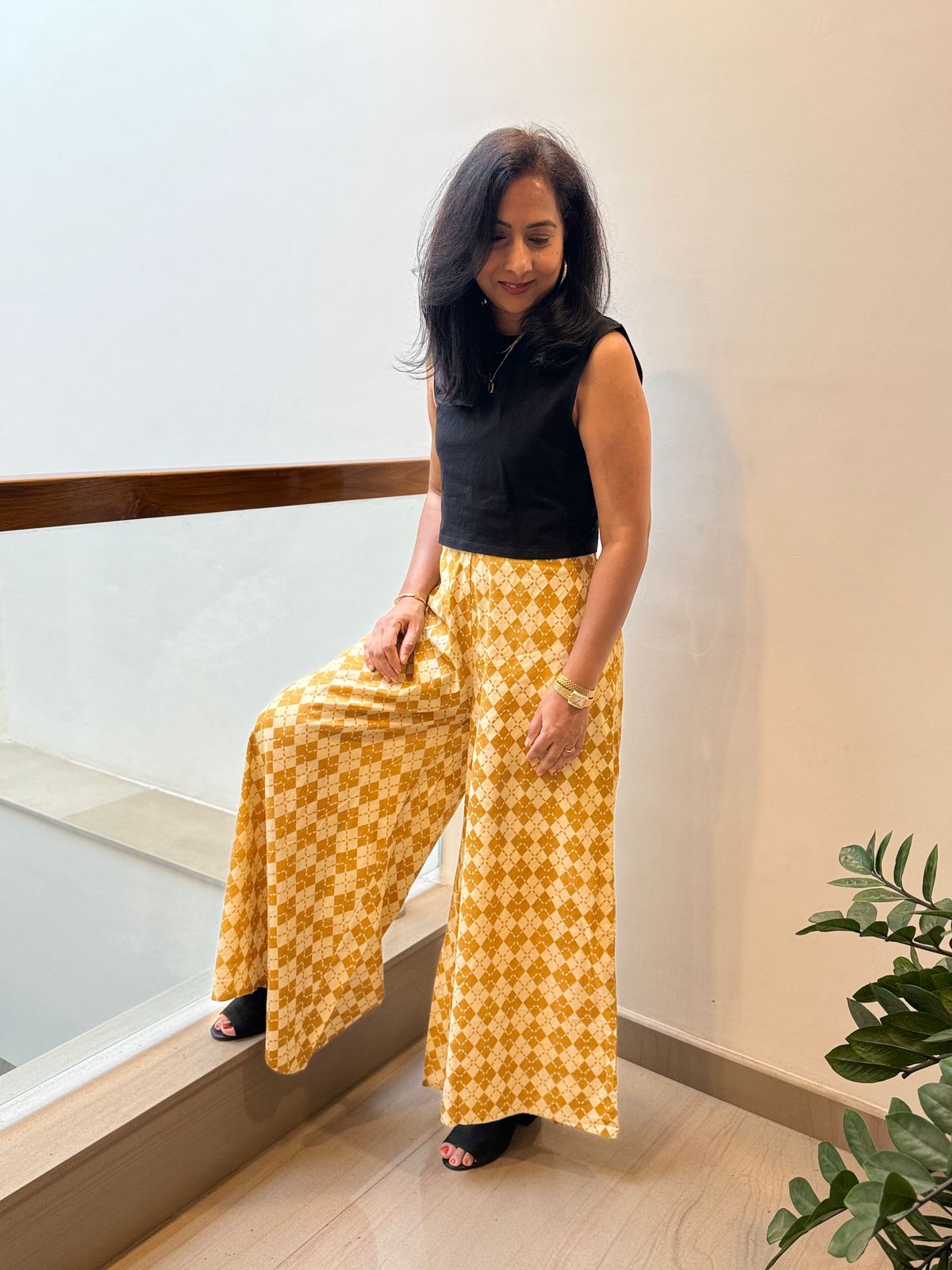 Mustard Print Palazzo Pant